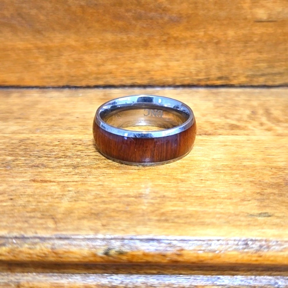 Koa Wood Titanium Wedding Band Unisex
